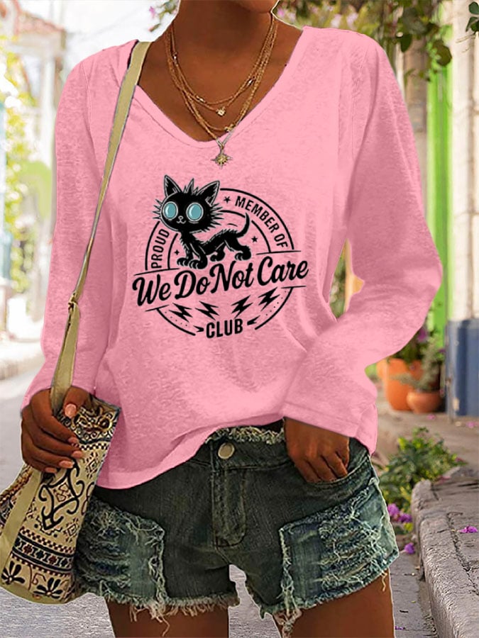 Women's  Retro Funny Proud Member Of  Club We Do Not Care Menopause Perimenopause Print long-sleeved  T-Shirt