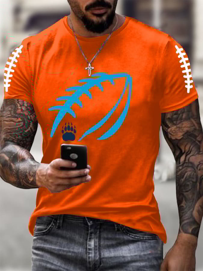 Men's Football Print Casual Raglan T-Shirt