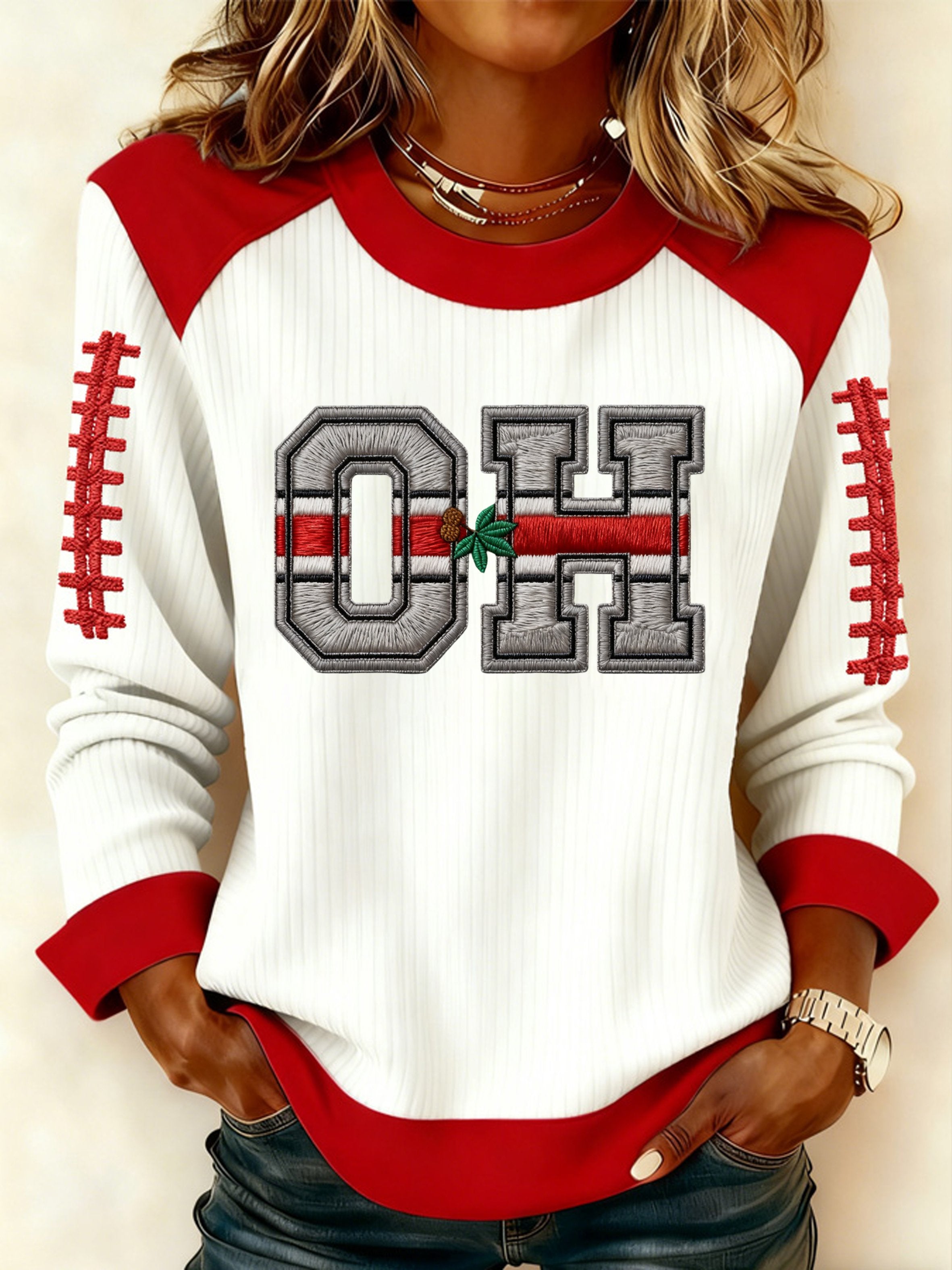 Women's Retro Football Printed Sweatshirt