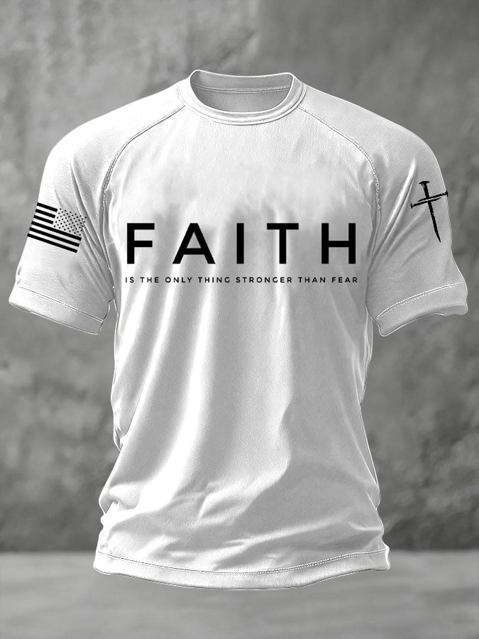 Men's Faith Cross Printed Casual T-Shirt