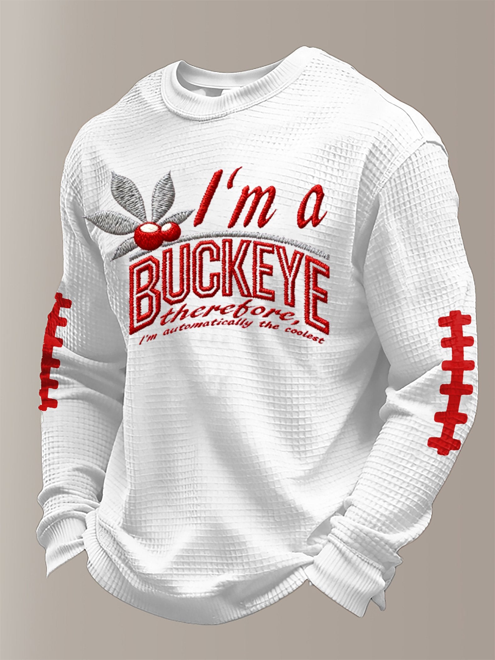 Men's Football waffle fabric long-sleeved T-shirt