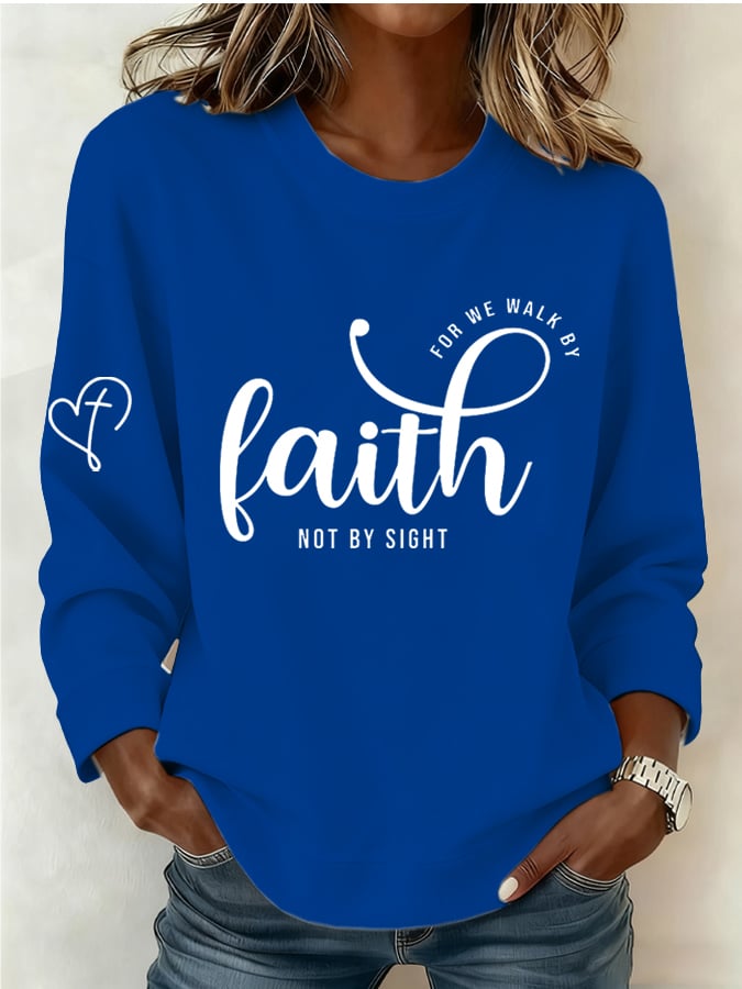 Women's Retro Faith Printed Sweatshirt