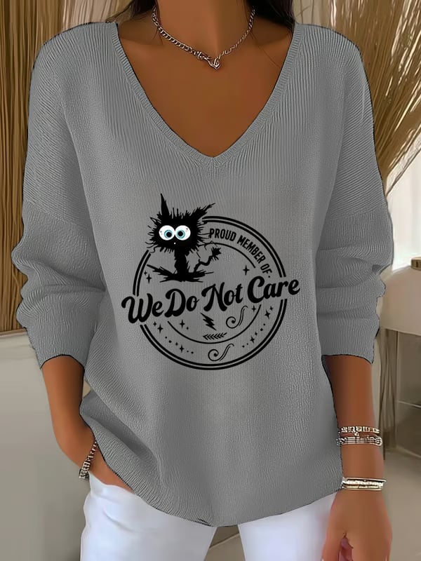 V-Neck Retro Funny Proud Member Of  Club Menopause Perimenopause Print Knitted Tops