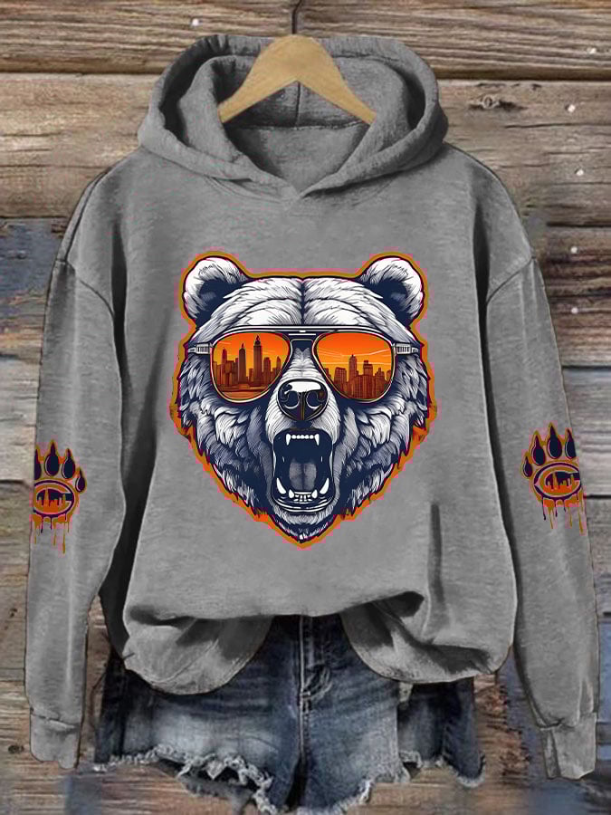 Women's Rugby Print Casual Hoodie