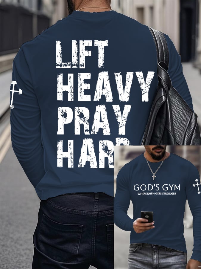 🔥Buy 3 Get 15% Off🔥Men's Raven's Gym Faith  Printed Long Sleeve Top