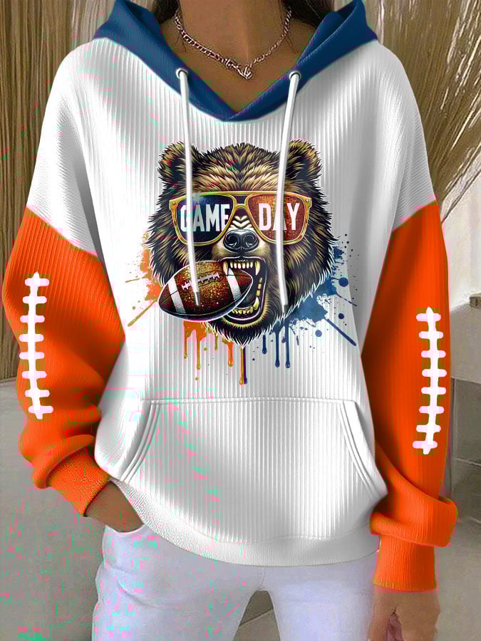 Women's Football Print Casual Hoodie