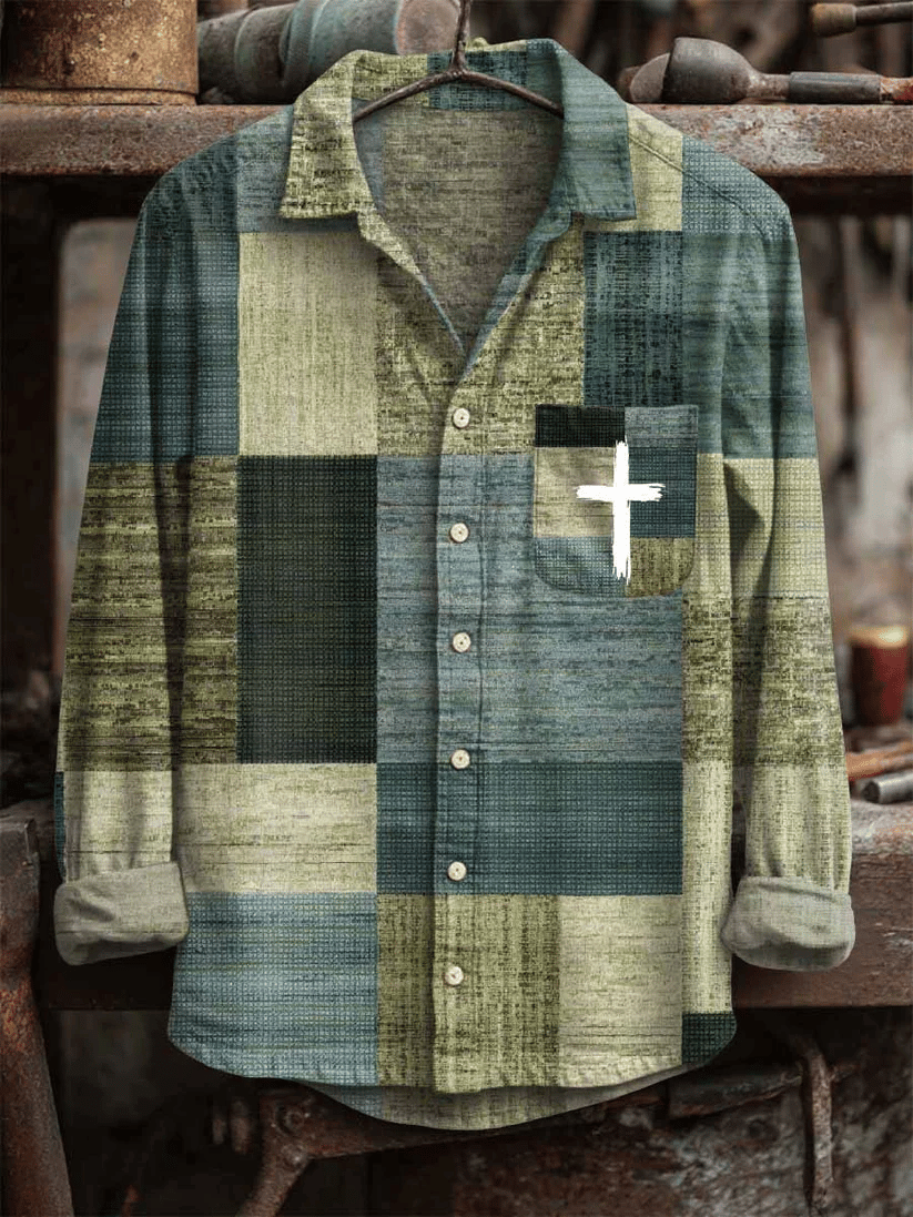 🔥Buy 3 Get 15% Off🔥Men's Vintage Cross Faith Print Shirt