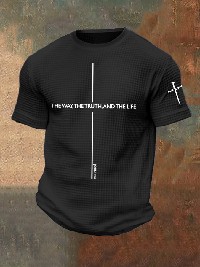 🔥Buy 3 Get 15% Off🔥Men's Jesus The Way The Truth The Life Print Casual Waffle T-Shirt