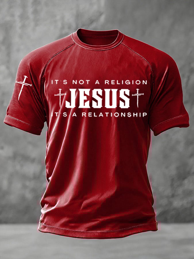 Men's Jesus Cross Print T-shirt