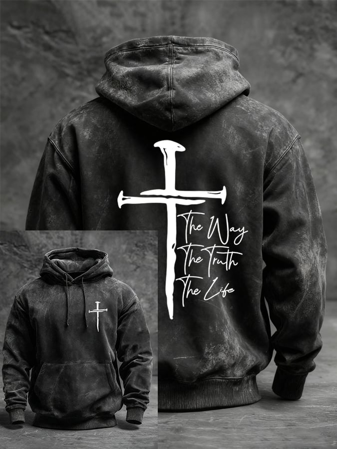 Men's Jesus The Way The Truth The Life Printed Casual Hoodie