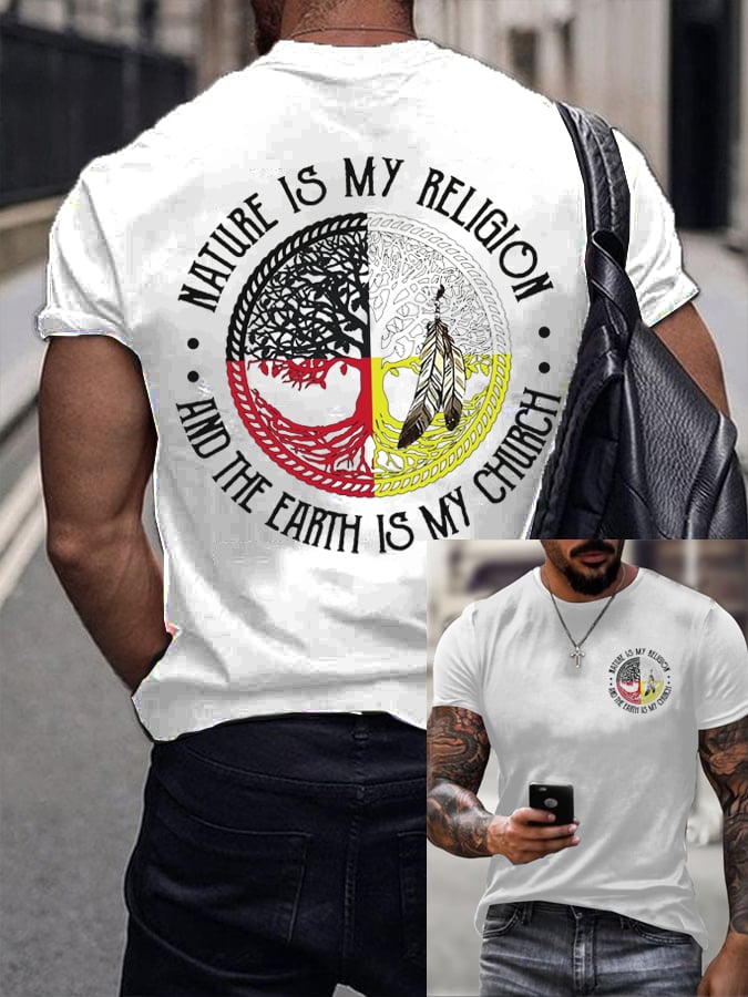 🔥Buy 3 Get 15% Off🔥Men's Nature Is My Religion And The Earth Is My Church Faith Printed Shirt