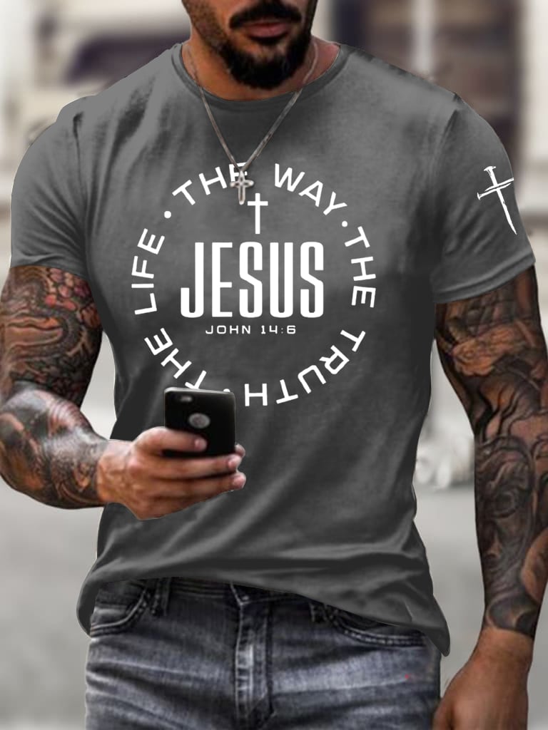 🔥Buy 3 Get 15% Off🔥Men's Jesus The Way The Truth The Life Printed Casual T-Shirt