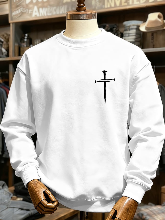 🔥Buy 3 Get 15% Off🔥Men's Vintage Faith Cross Print Casual Sweatshirt