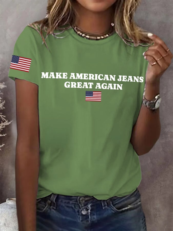 Retro Make American Jeans Great Again Print T-Shirt
