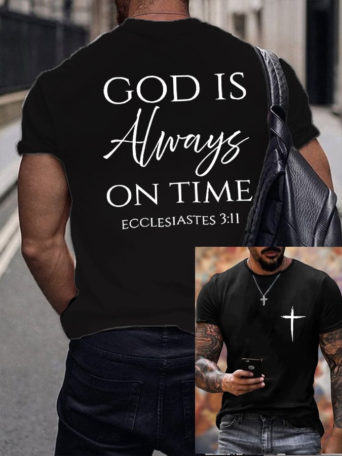 🔥Buy 3 Get 15% Off🔥Men's God Is Always On Time Printed Shirt