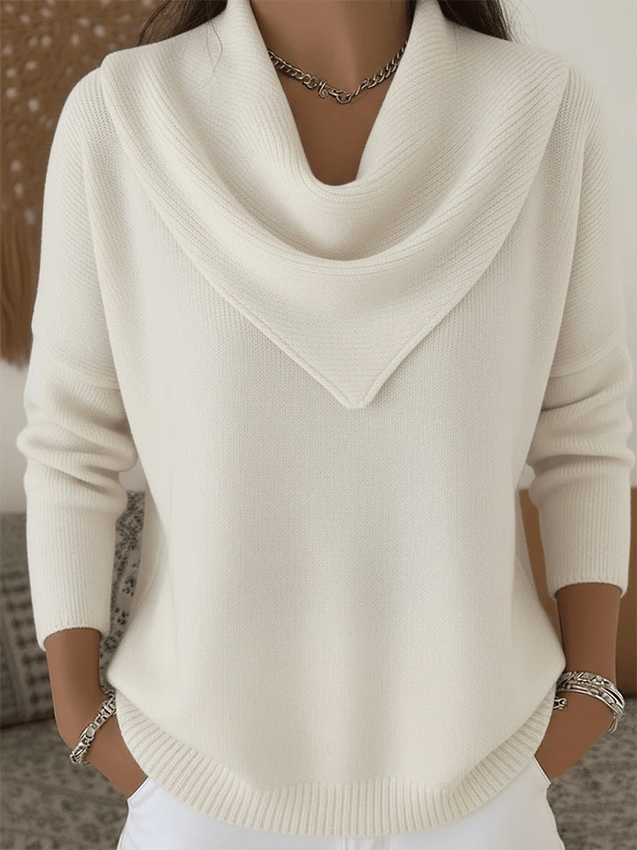 🔥 Elegant Retro Soft Triangle Neck Solid Color Sweater Top