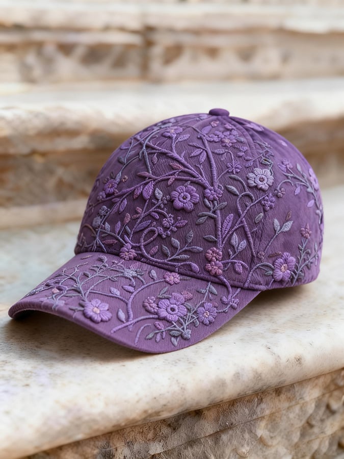 Women's Casual Purple Floral Hat
