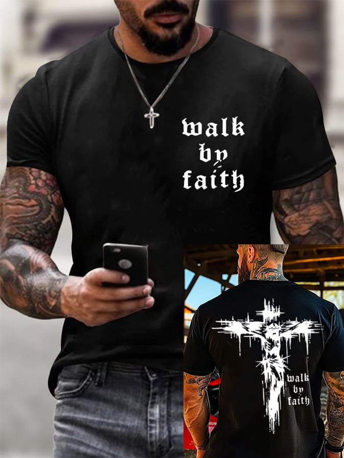 🔥Buy 3 Get 15% Off🔥🔥Hot Sale Picks 🔥Men's Walk By Faith  Short-sleeved T-shirt