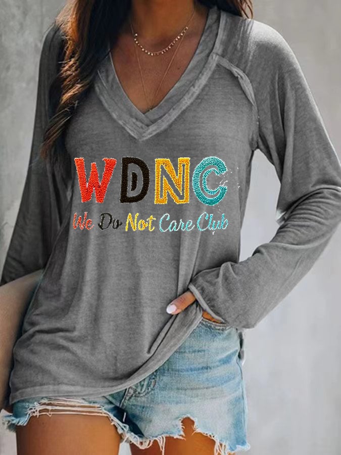 Women's  V-neck Retro Funny Proud Member Of WDNC Club Menopause Perimenopause Print T-Shirt