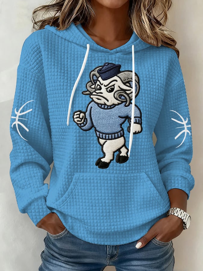 Women's basketball print waffle hoodie