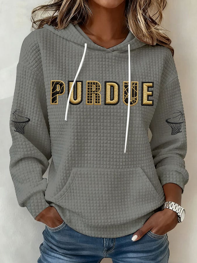 Women's Basketball Print Waffle Fabric Hoodie