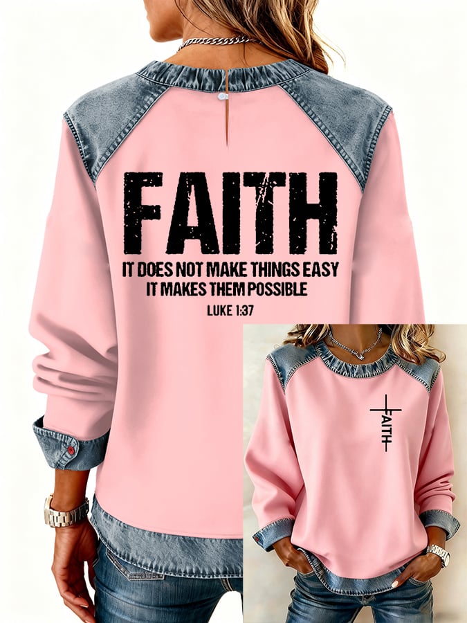 Women's Casual Faith Print Sweatshirt