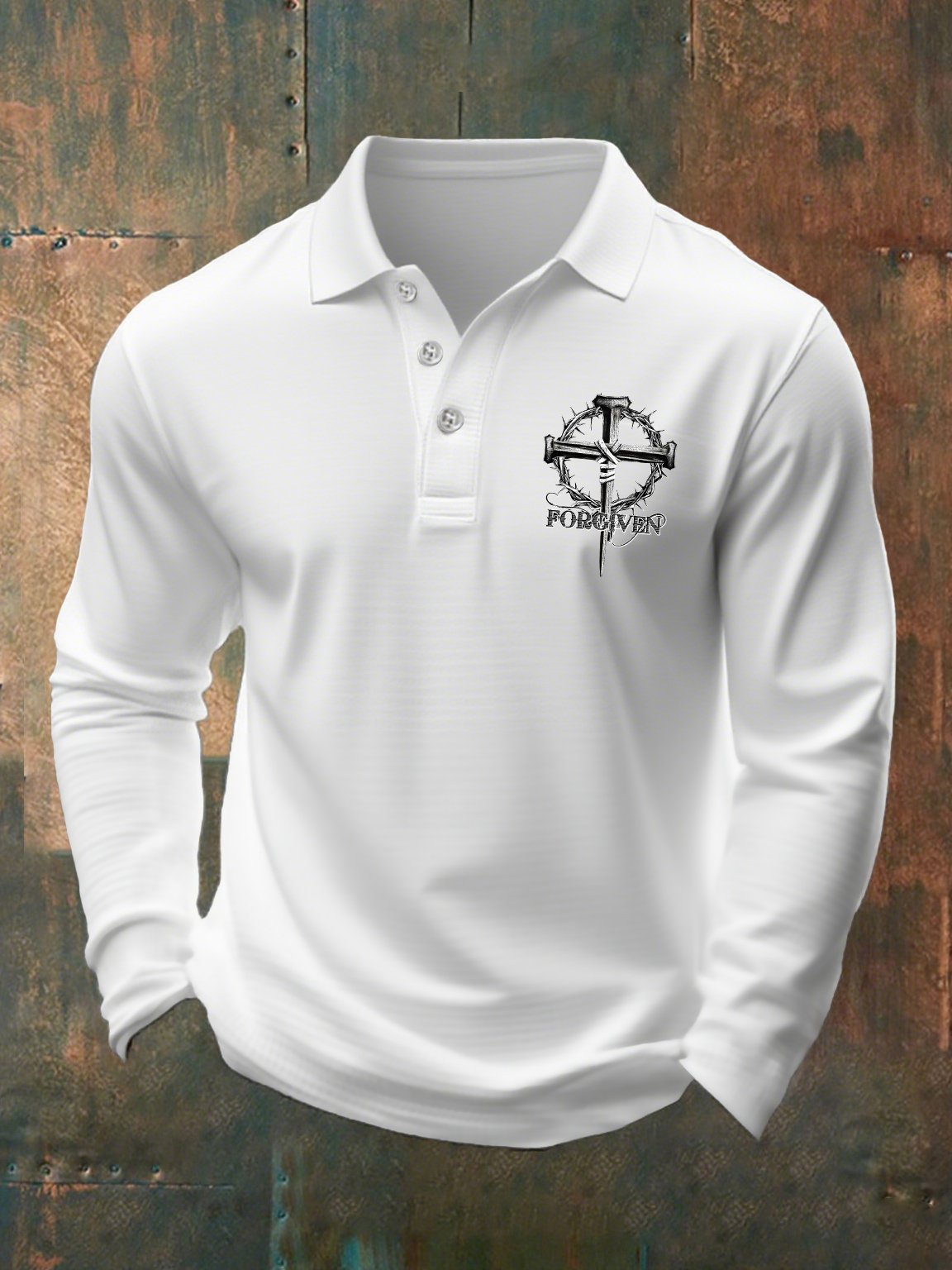 🔥Buy 3 Get 15% Off🔥Men's Casual Faith Forgiveness Long Sleeve Polo