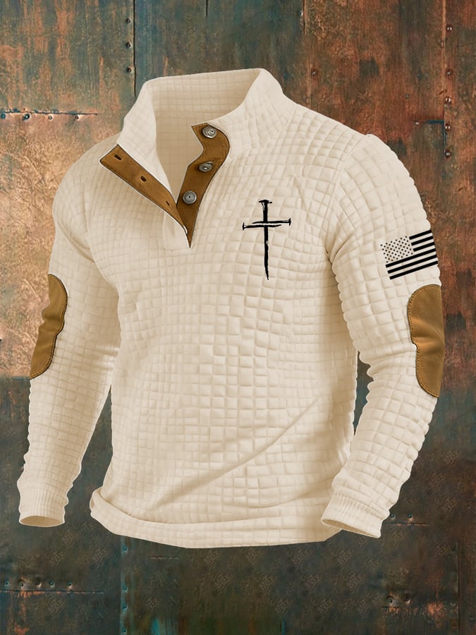 Men's Casual Faith Checkered Jacquard Sweatshirt