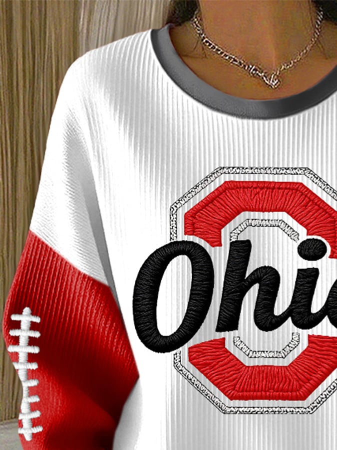 Women's Football Print Casual Sweatshirt