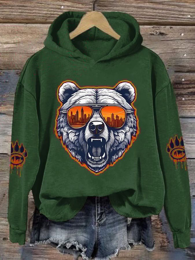 Women's Rugby Print Casual Hoodie