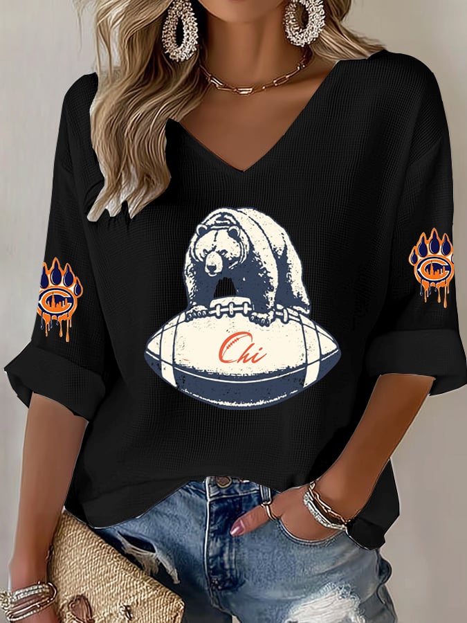 Women's Football print waffle T-shirt