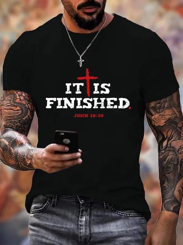 🔥Buy 3 Get 15% Off🔥Men's It Is Finished  Faith Printed  Shirt