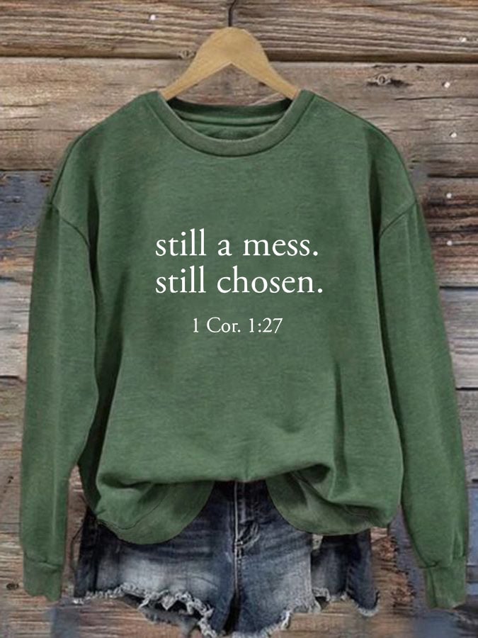 Women'S Casual Faith Print Sweatshirt