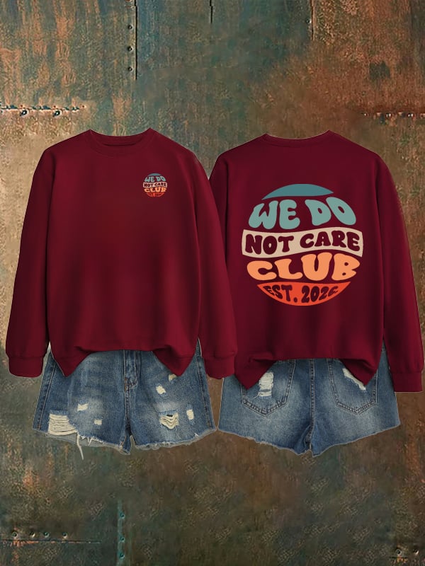 Women's  Retro Funny Proud Member Of Club We Do Not Care Menopause Perimenopause Print   Sweatshirt