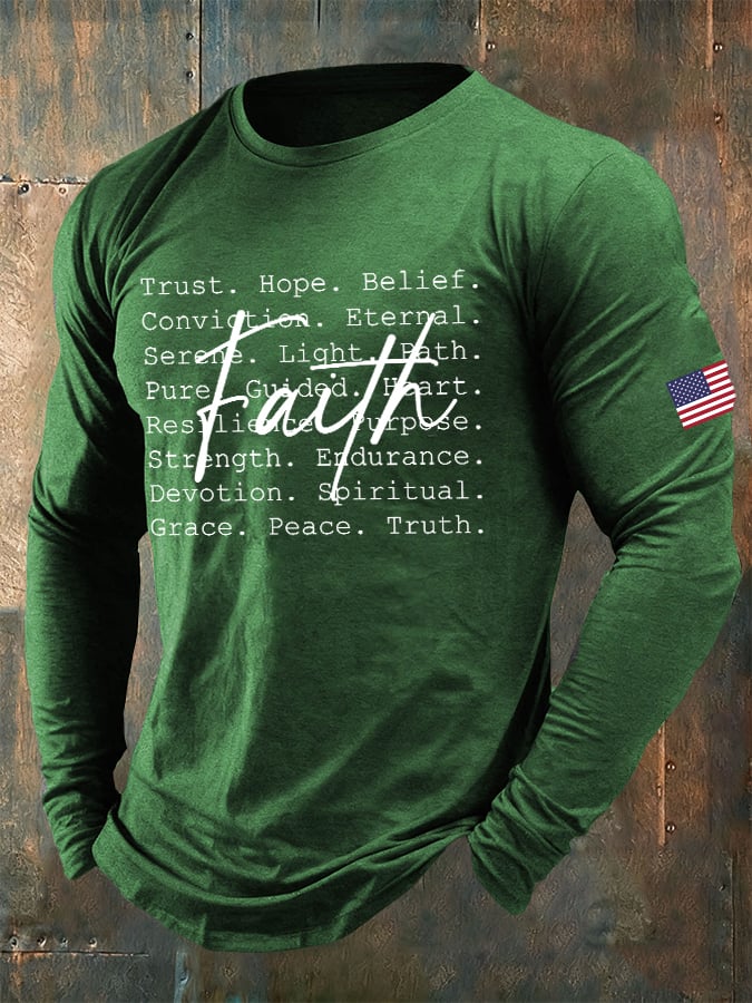 🔥Buy 3 Get 15% Off🔥Men's Casual Faith Print Long-Sleeved T-Shirt