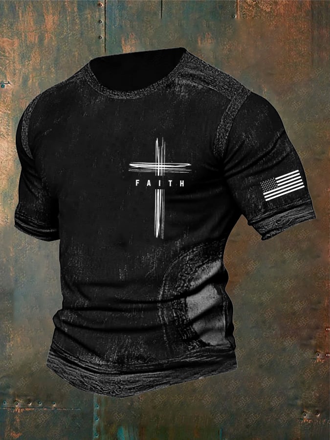🔥Buy 3 Get 15% Off🔥Men's Vintage Faith Cross Print Casual T-Shirt