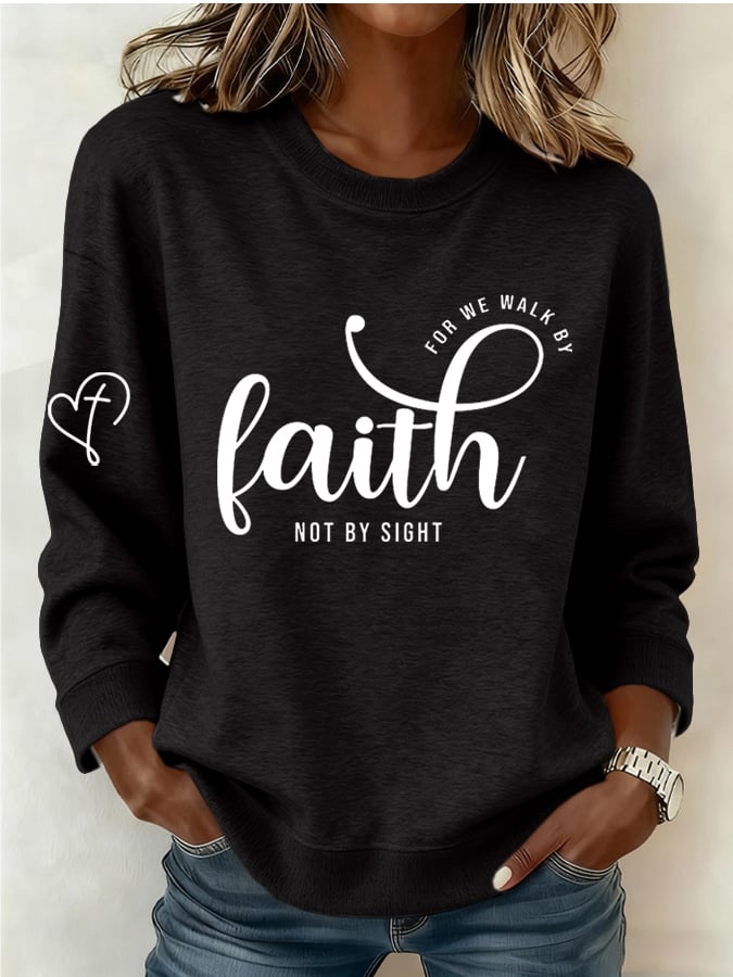 Women's Retro Faith Printed Sweatshirt