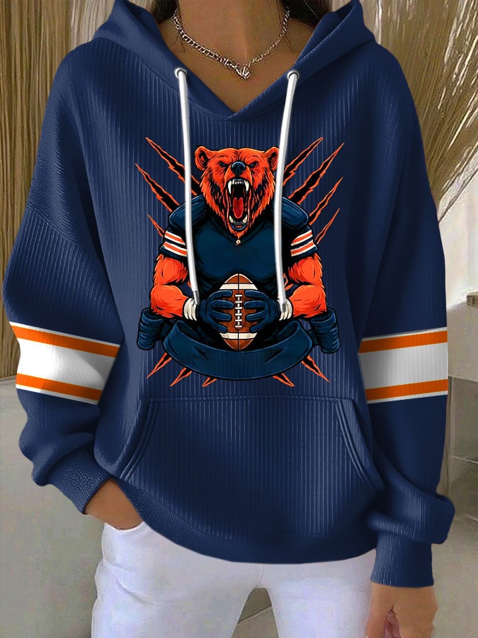 Women's Football Print Casual Hoodie
