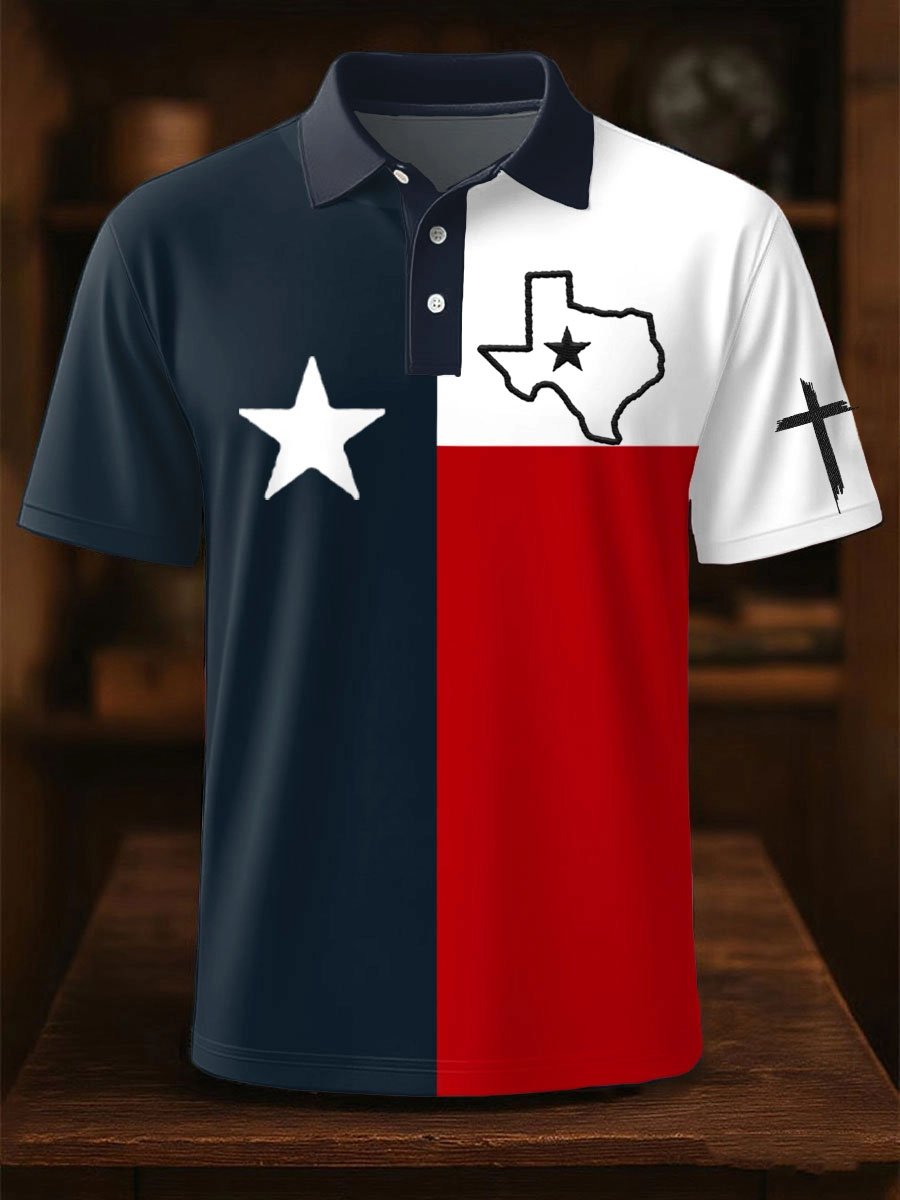 🔥Buy 3 Get 15% Off🔥Men's Retro Texas Strong Print Polo Shirt