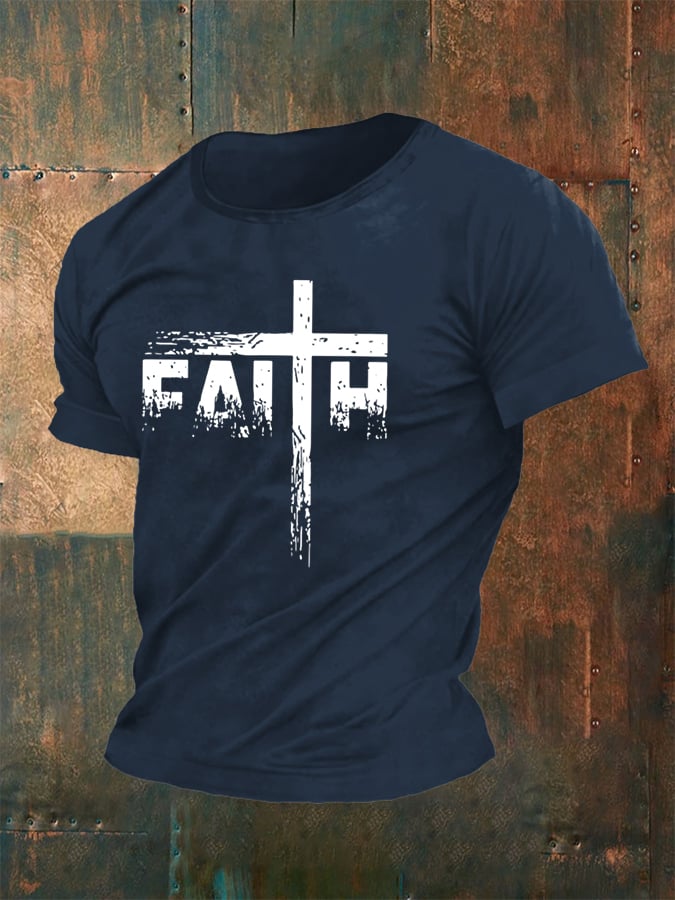 🔥Buy 3 Get 15% Off🔥Men's Faith Cross Print Classic T-shirt
