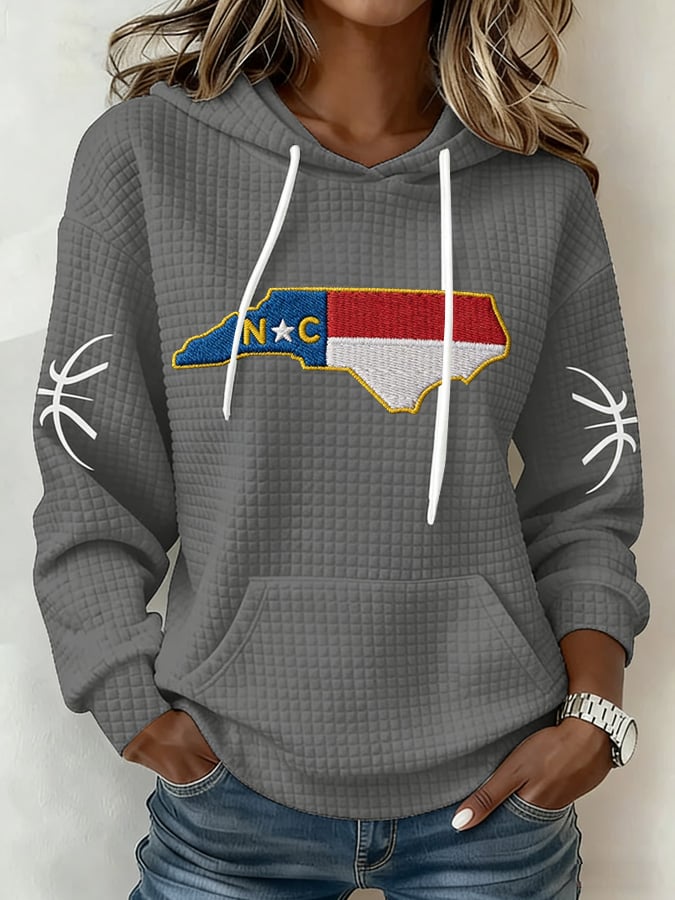 Women's basketball print waffle hoodie