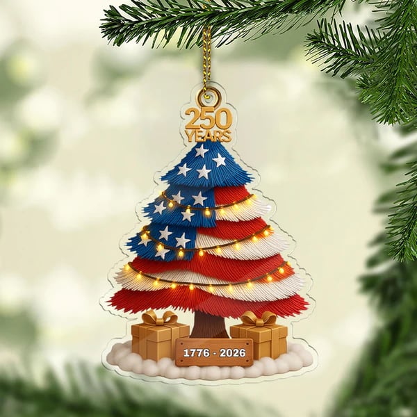 🎄Retro Patriotic Christmas 1776–2026 250th Anniversary Christmas Tree Ornament