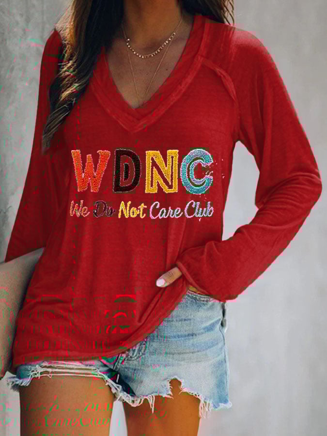 Women's  V-neck Retro Funny Proud Member Of WDNC Club Menopause Perimenopause Print T-Shirt