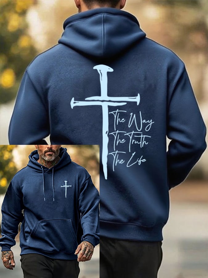🔥Buy 3 Get 15% Off🔥Men's Jesus The Way The Truth The Life Printed Casual Hoodie