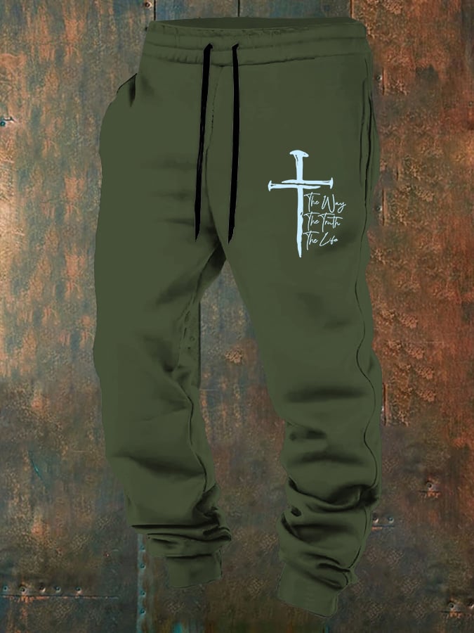 🔥Buy 3 Get 15% Off🔥Men's Jesus The Way The Truth The Life Print Casual Trousers