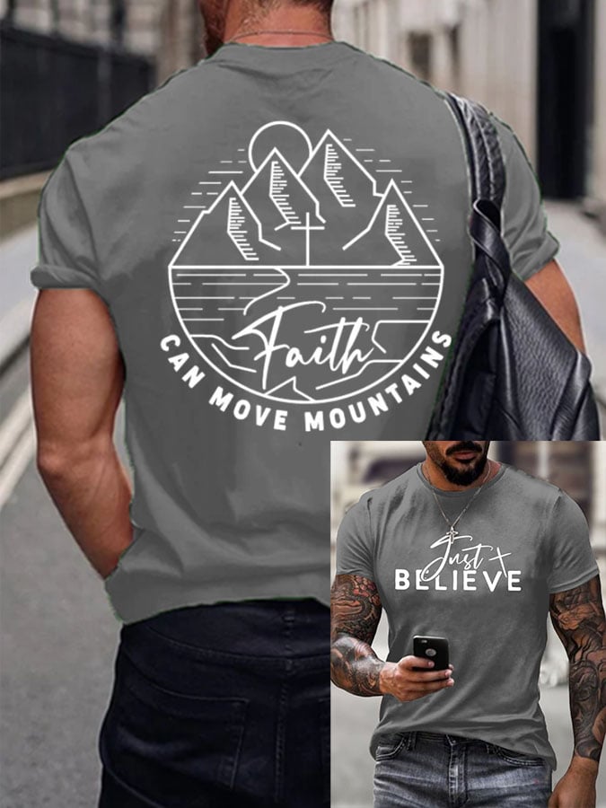 🔥Buy 3 Get 15% Off🔥Men's Faith Can Mountains Print Casual T-Shirt