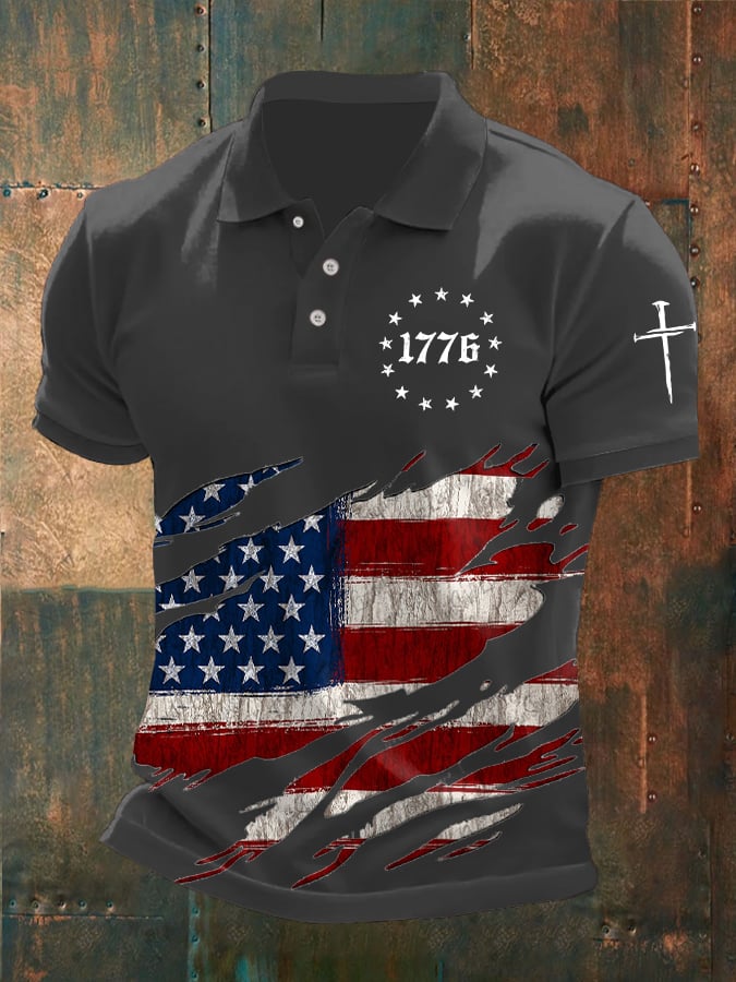 🔥Buy 3 Get 15% Off🔥Men's Faith Cross Printed Casual POLO Shirt