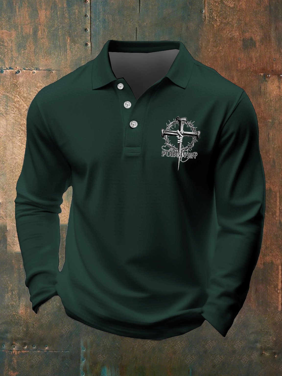 🔥Buy 3 Get 15% Off🔥Men's Casual Faith Forgiveness Long Sleeve Polo
