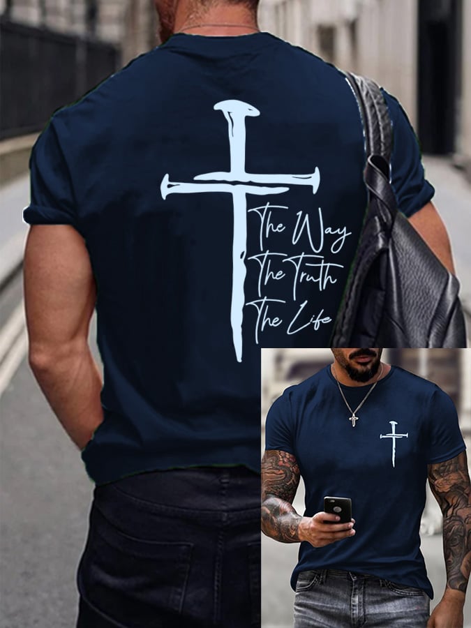 🔥Buy 3 Get 15% Off🔥🔥Hot Sale Picks 🔥Men's The Way The Truth The Life Print T-Shirt