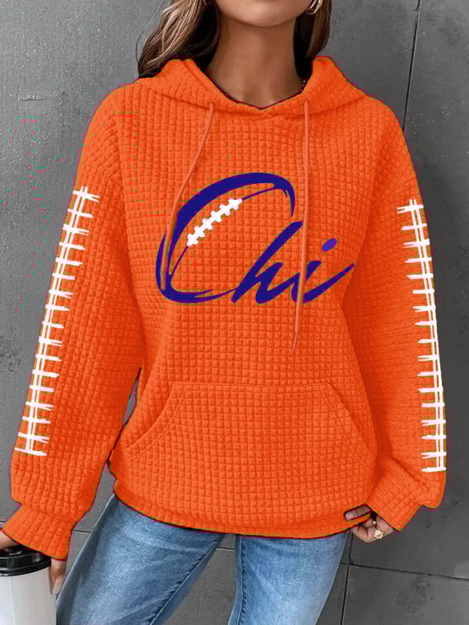 Women's Football Print Casual Hoodie